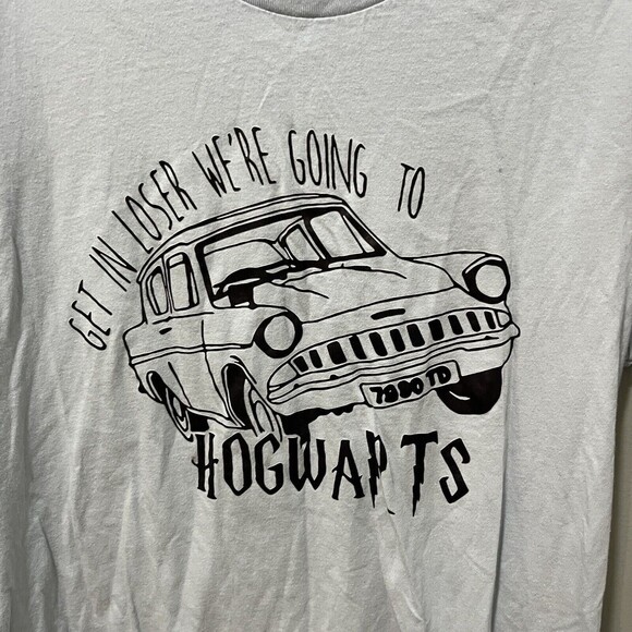 Get in Loser Hogwarts Blue T Shirt Medium Graphic Tee Harry Potter - Picture 3 of 8
